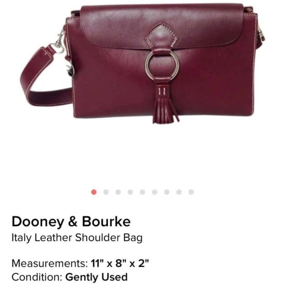 Dooney & Bourke Maroon Leather Tassel Buckle Shoulder Bag Convertible Clutch